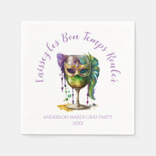 White Mardi Gras Mask Napkin