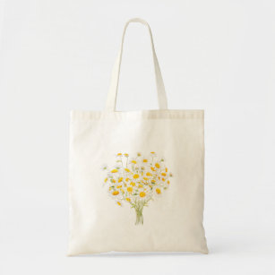 white Margaret daisy watercolor and ink bouquet Tote Bag