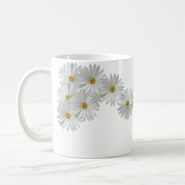 White Marguerite Daisy Flowers Coffee Mug (Left)