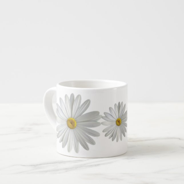 White Marguerite Daisy Flowers Espresso Cup (Front Left)