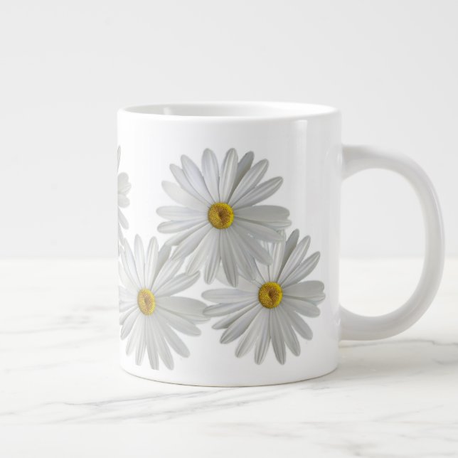White Marguerite Daisy Flowers Large Coffee Mug (Right)