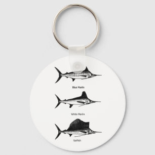 White Marlin - Blue Marlin - Sailfish Logo Key Ring