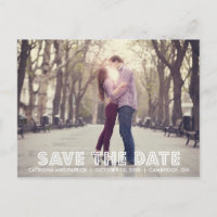 White Marquee Save the Date Announcement Postcard