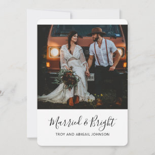 WHITE Married & Bright Newlywed Holiday Card