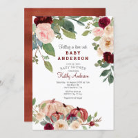 White Marsala Pumpkin Baby Shower Invitation