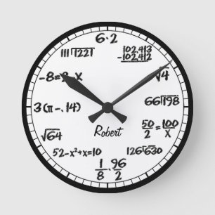 White Math Equations Custom Large Clock