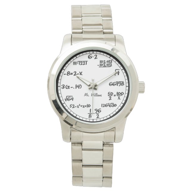 White Math Equations Custom Watch (Front)