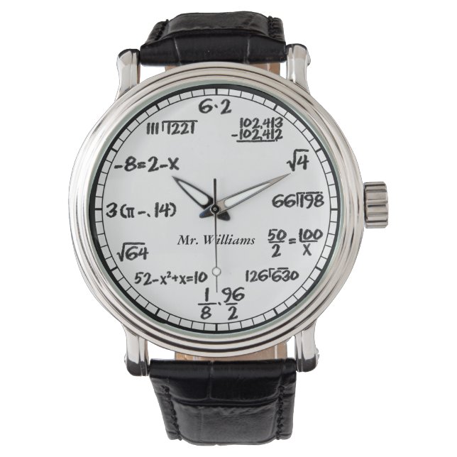 White Math Equations Custom Watch (Front)