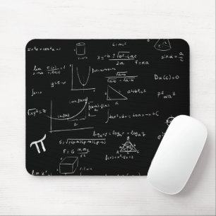 White Mathematic Formulas and Equations Dark Grey Mouse Mat