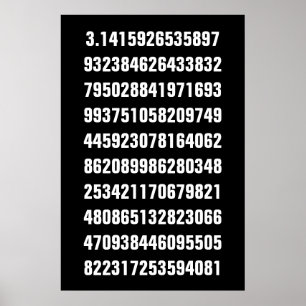 White Mathematical Pi on Black Poster