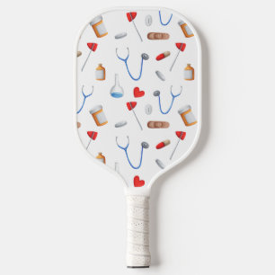 White Medical Pattern Pickleball Paddle