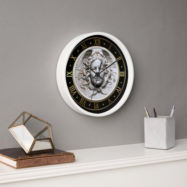 White Medusa Gorgon Greek Goddess Wall Clock (Office)