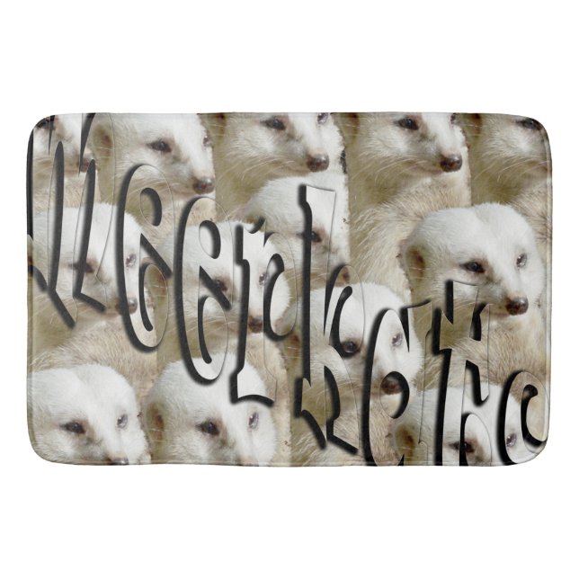 White Meerkat Army, Large Memory Foam Bath Mat. Mat (Front)