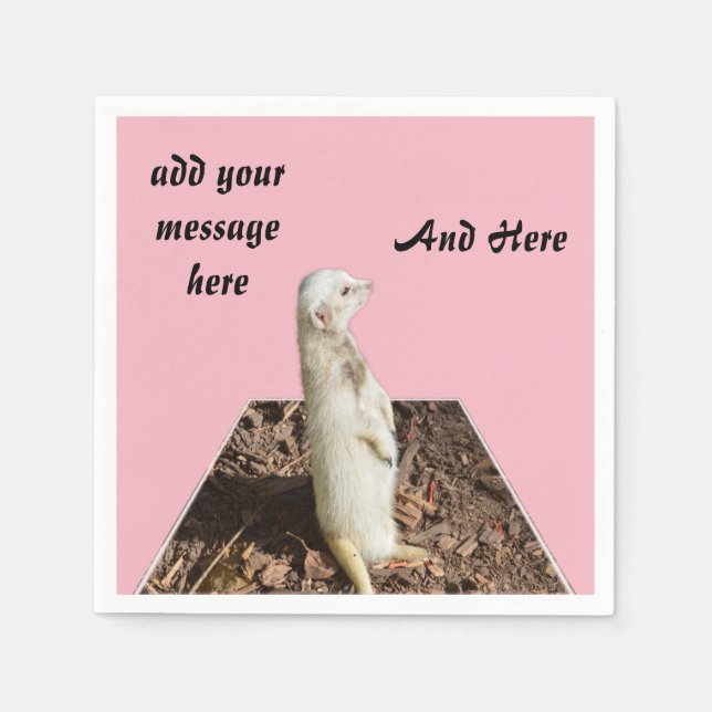 White Meerkat Dimensional Art Template, Napkin (Front)