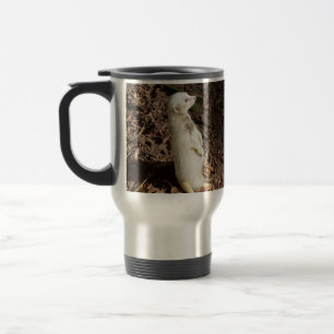 White Meerkat Standing , Travel Mug