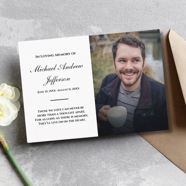 White Memorial Card With Photo Funeral (Photo Memorial Card)