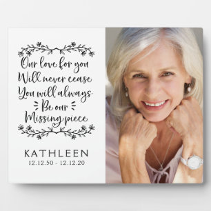 White Memorial Typography Photo Keepsake Plaque