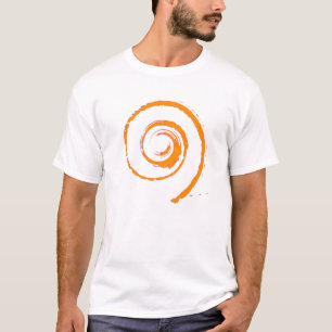 White Men's T Shirt with Orange Twirl