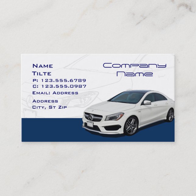 White Mercedes Benz Business Cards (Front)
