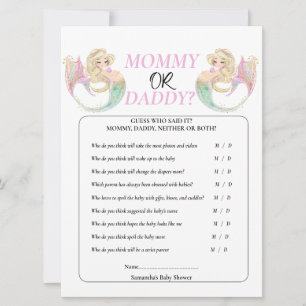 White Mermaid Mother to Be. Mummy or Daddy  Invitation