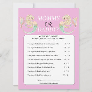 White Mermaid Mother to Be. Mummy or Daddy Pink Invitation