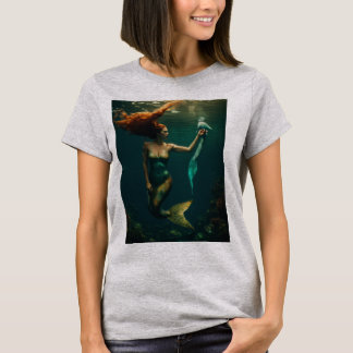 White Mermaid Printed Short Sleeve T-Shirt Girls