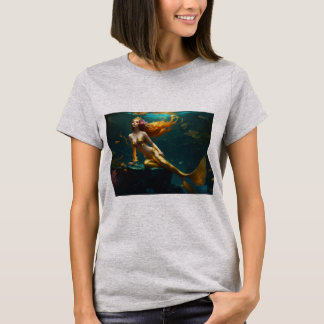 White Mermaid Printed Short Sleeve T-Shirt Girls