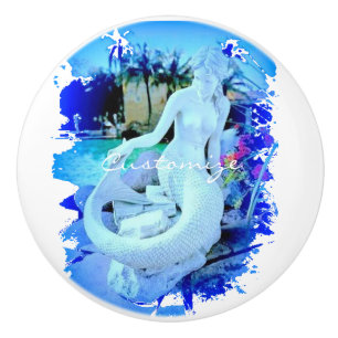 White Mermaid Sitting Thunder_Cove Ceramic Knob