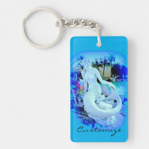 White Mermaid Sitting Thunder_Cove Key Ring