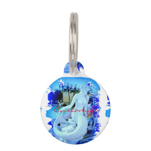 White Mermaid Sitting Thunder_Cove Pet Tag
