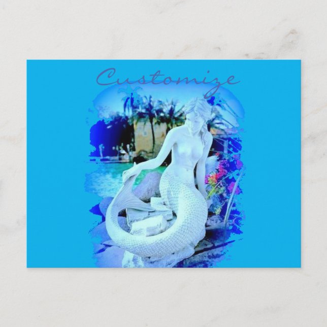 White Mermaid Sitting Thunder_Cove Postcard (Front)