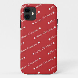 White Merry Christmas On Red Background iPhone 11 Case