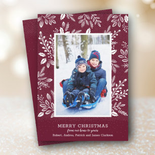 White Merry Christmas Photo Holiday Card