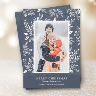 White Merry Christmas Photo Holiday Card