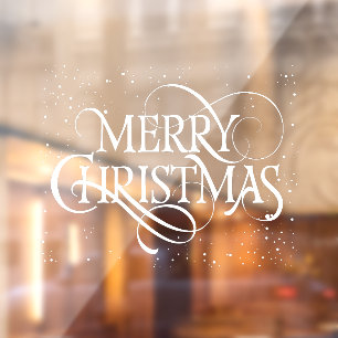 White Merry Christmas Window Cling