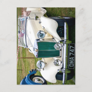 White MG TD classic British sports car Jigsaw Puzz Postcard