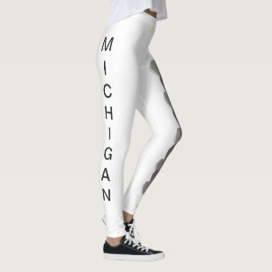 White Michigan State Flower Apple Blossom Leggings