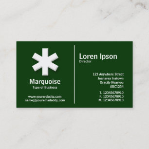 White Middle Rule Asterisk - Dark Green (003300) Business Card