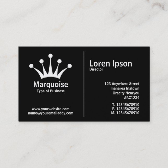White Middle Rule (Crown) - Black (Platinum) Business Card (Front)