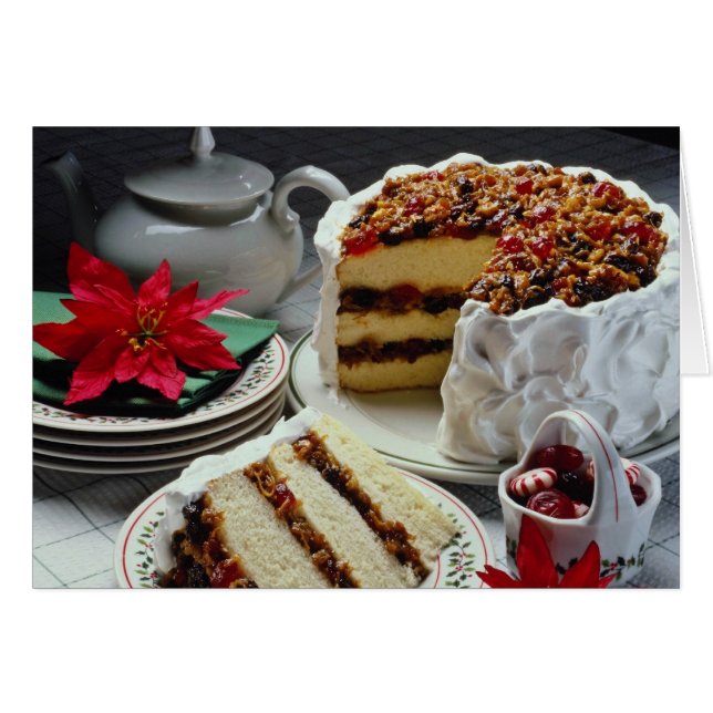 White Mincemeat, walnut white layer cake flowers (Front Horizontal)