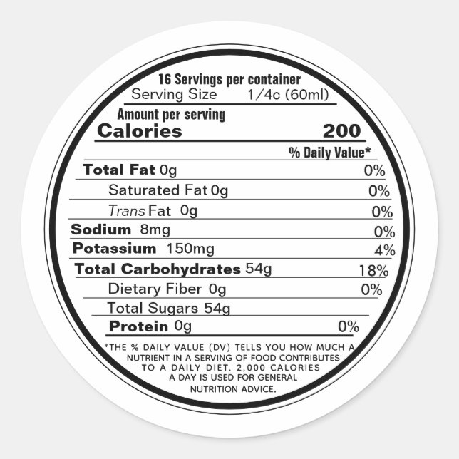 White Mini Lid Label Maple Syrup Nutrition 2020 (Front)