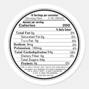 White Mini Lid Label Maple Syrup Nutrition 2020
