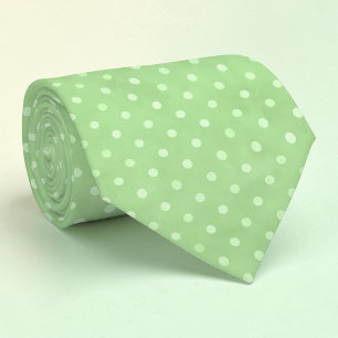 White Mini Polka Dots on Green Necktie