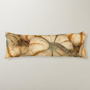 White Mini Pumpkins With Orange And Green Accents Body Cushion