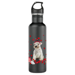 White Miniature Schnauzer With Heart Shape Valenti 710 Ml Water Bottle