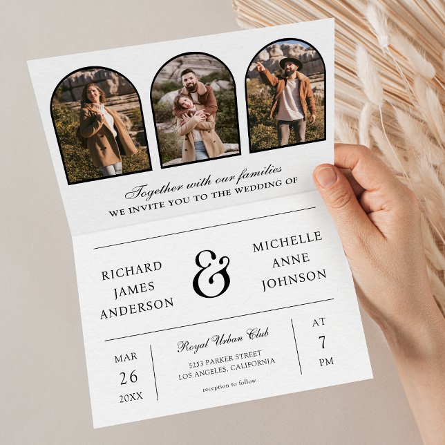 White Minimal Arch Photo QR code Wedding Invitation (Creator Uploaded)