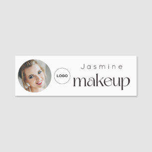 White Minimal Beauty Professional MUA Photo Qr Name Tag