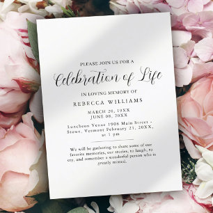 ]White Minimal Celebration of Life  Invitation
