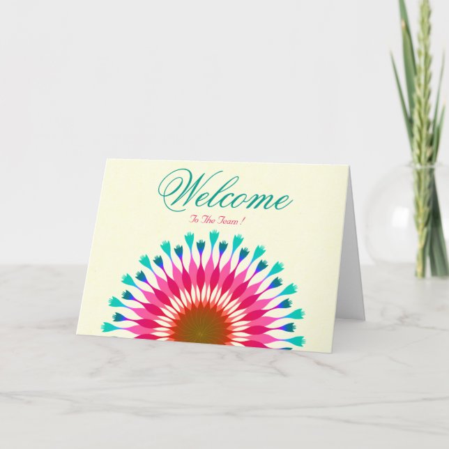 White Minimal Lotus Welcome Wishing Card (Front)