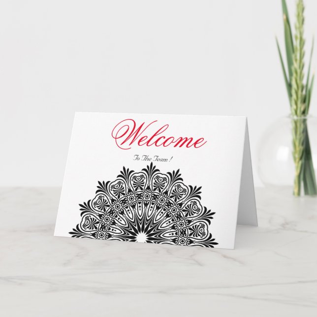 White Minimal Lotus Welcome Wishing Card (Front)